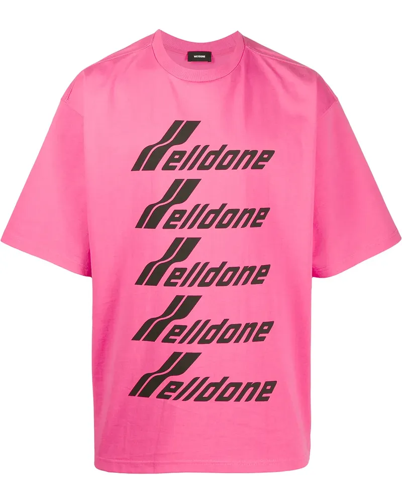 WE 11 DONE Oversized-T-Shirt mit Logo - Rosa Rosa