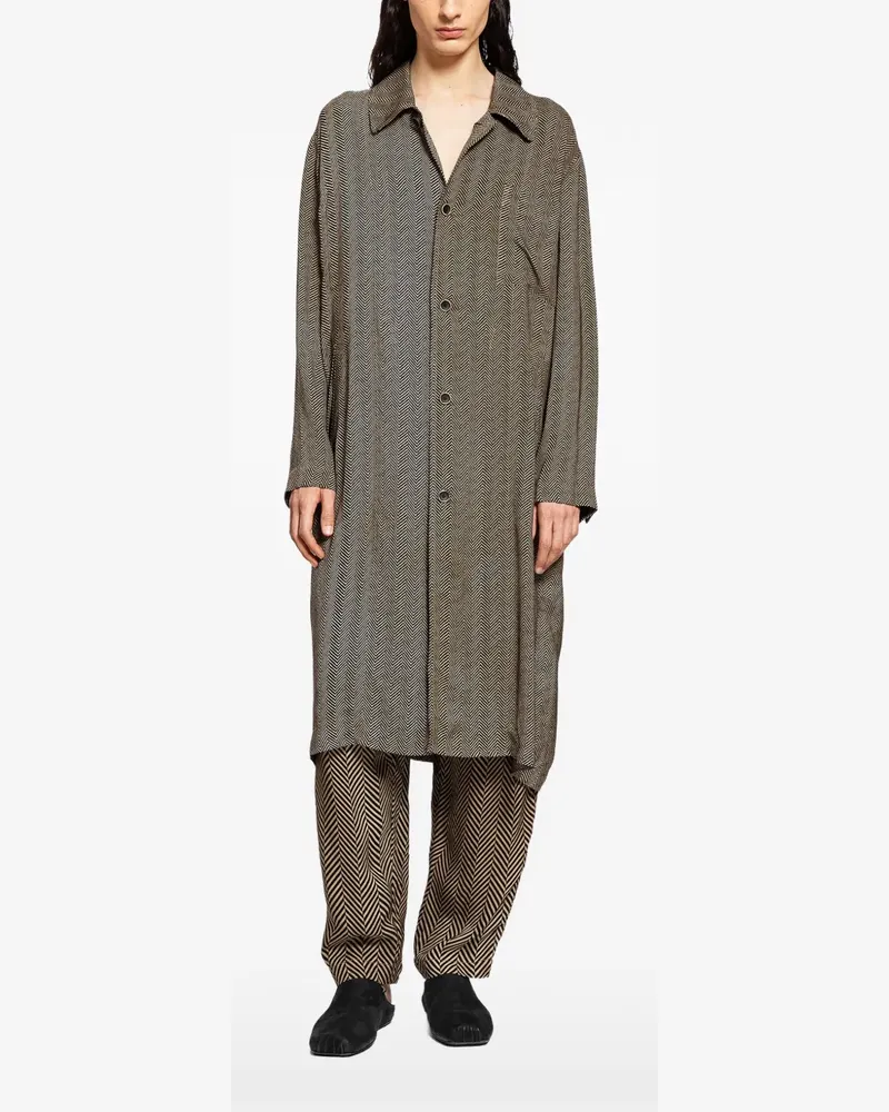 Uma Wang herringbone button coat - Schwarz Schwarz