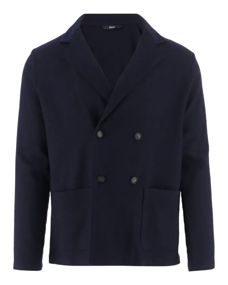 HUGO BOSS double-breasted textured jacket - Blau Blau