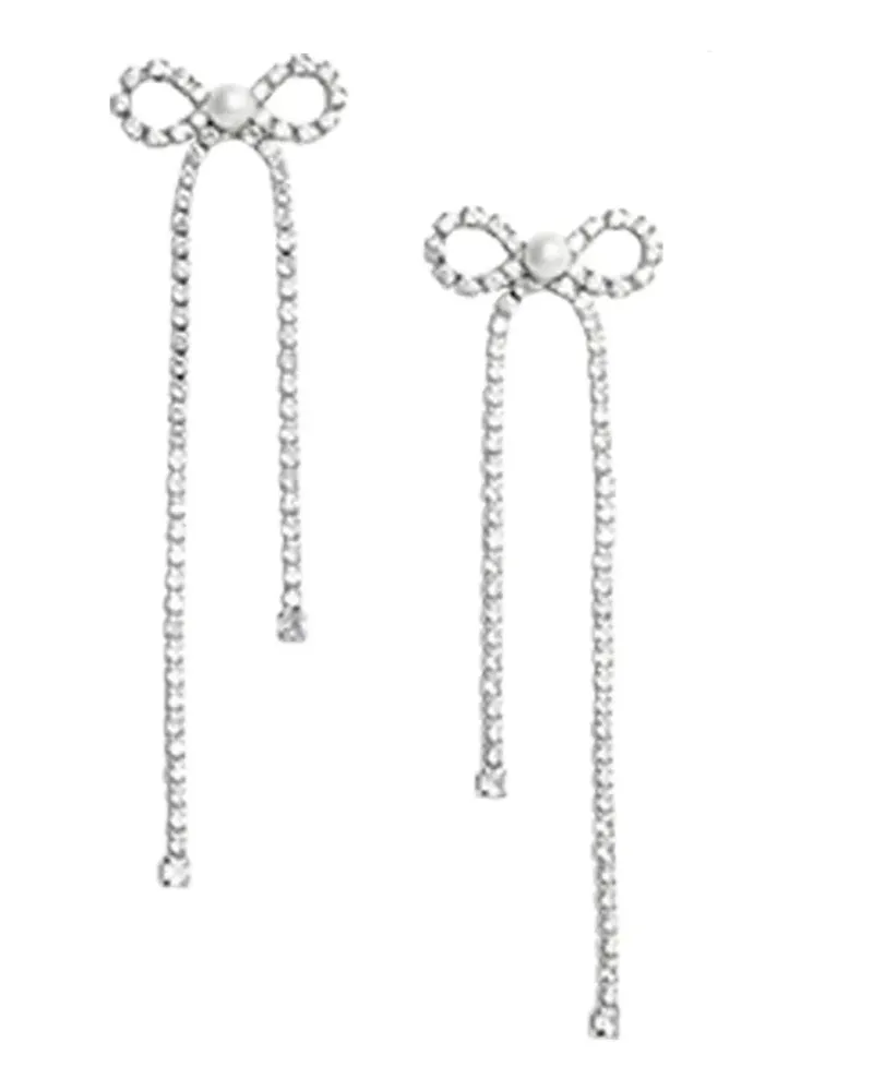 Self-Portrait crystal-bow earrings - Silber Silber