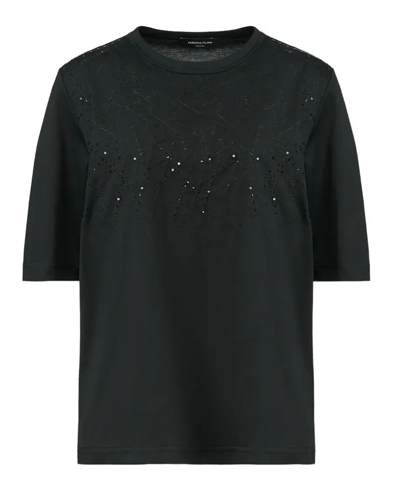 Fabiana Filippi T-Shirt mit Pailletten - Schwarz Schwarz