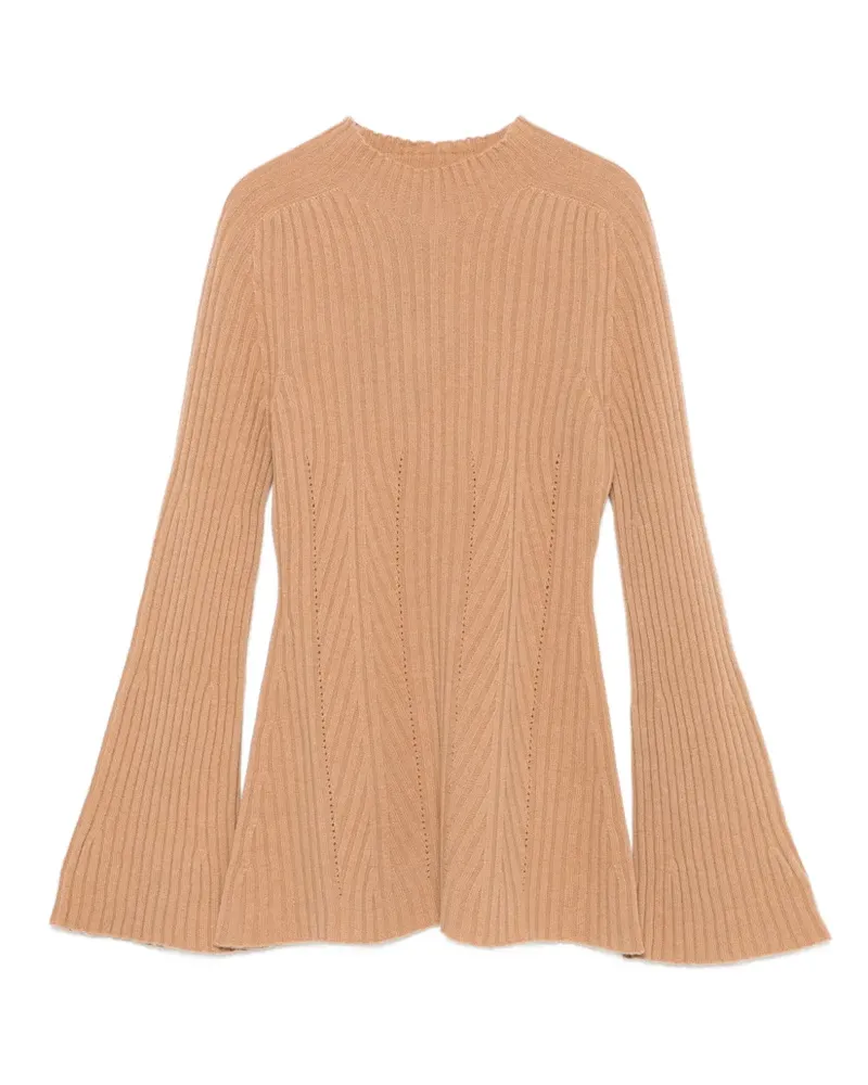 Twin-Set Gerippter Pullover mit Glockenärmeln - Braun Braun