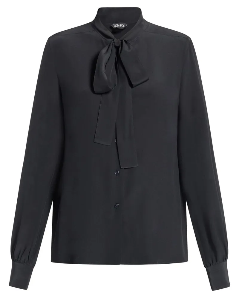 Tom Ford Seidenbluse mit Schleifenkragen - Schwarz Schwarz