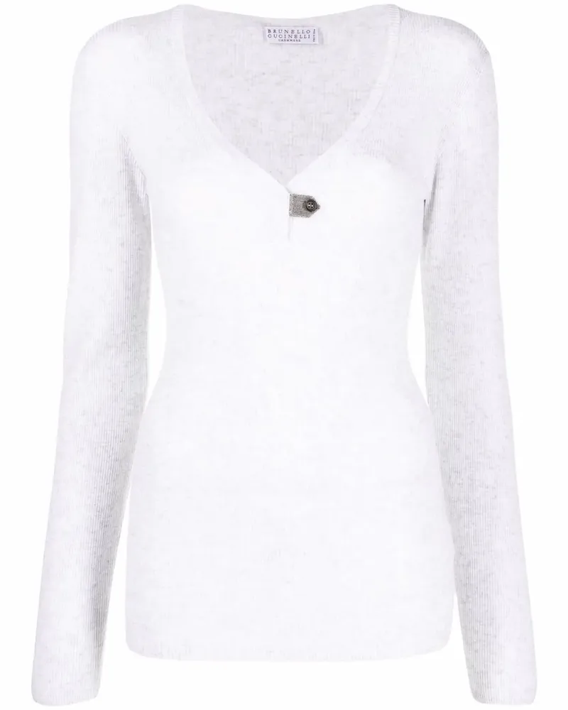 Brunello Cucinelli Sweatshirt mit Kettendetail - C159 WHITE C159