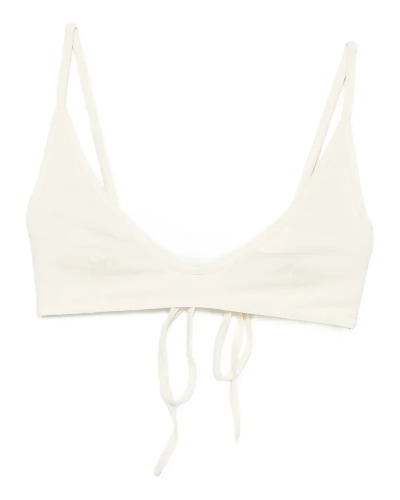 Totême Scoop-neck tie-fastening bikini top - Nude Nude