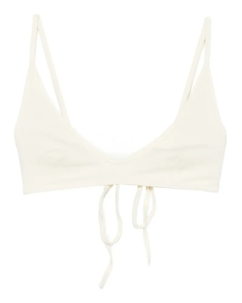 Totême Scoop-neck tie-fastening bikini top - Nude Nude