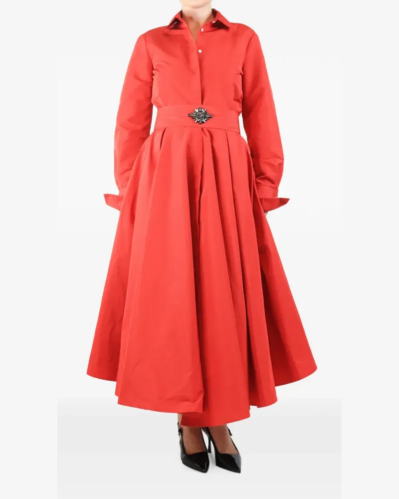 Sara Roka pleated shirt midi dress - Rot Rot