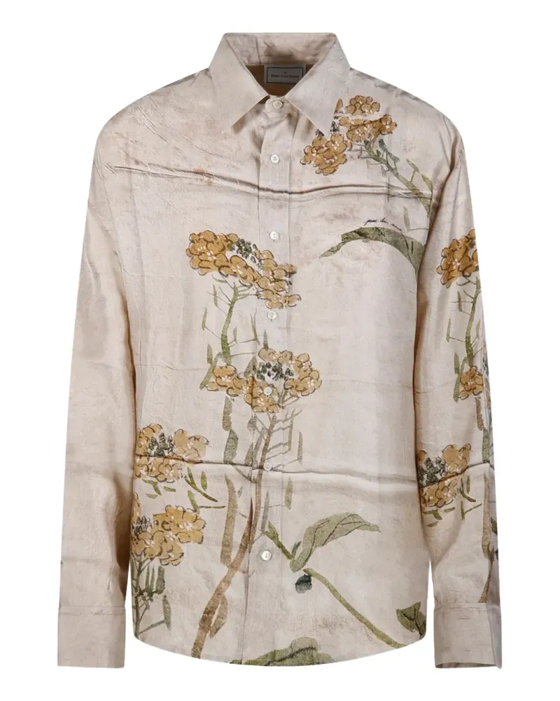 Pierre-Louis Mascia Aloe floral-print long-sleeve shirt - Nude Nude