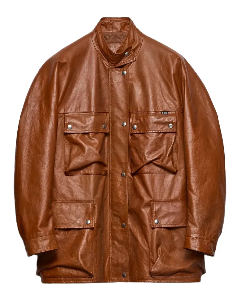 Prada antiqued leather caban jacket - Braun Braun