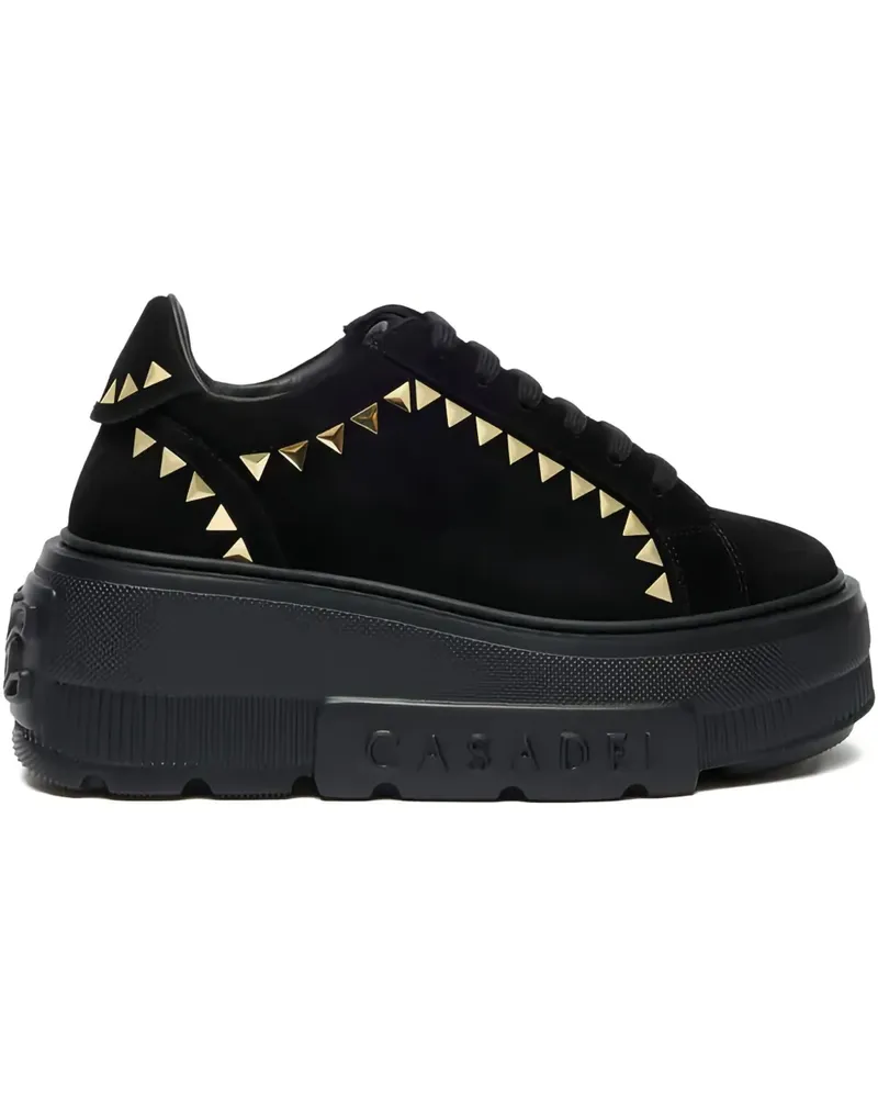Casadei Plateau-Sneakers mit Nieten - Schwarz Schwarz