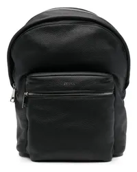 Ermenegildo Zegna Rucksack mit Logo-Schild Schwarz