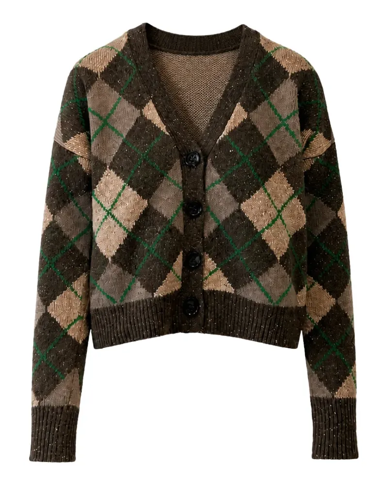 Max Mara Cardigan mit Argyle-Muster - Braun Braun