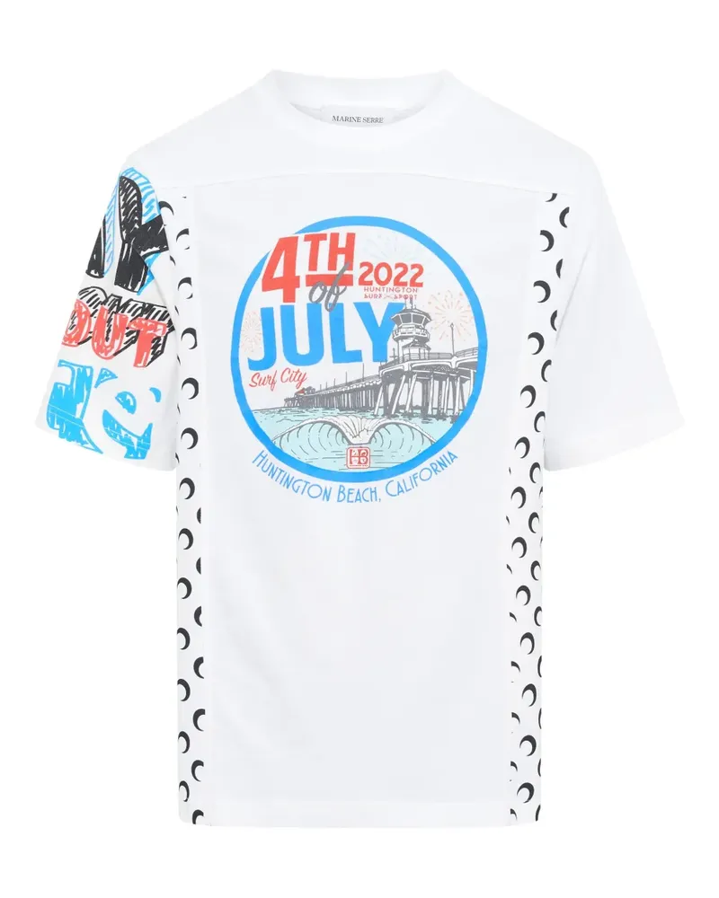 Marine Serre Regenerated T-Shirt mit Grafik - Weiß Weiß