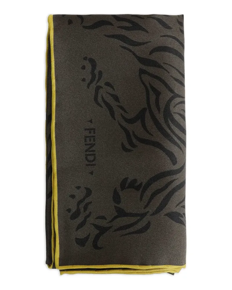 Fendi Seidenschal mit Tiger-Print - Grün Grün