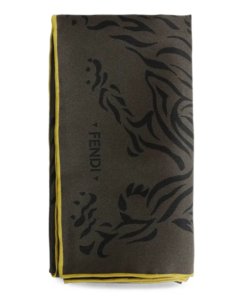 Fendi tiger-print silk scarf - Grün Grün