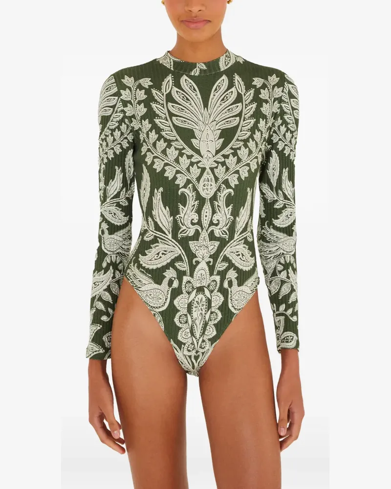 FARM Rio long-sleeve printed bodysuit - Grün Grün