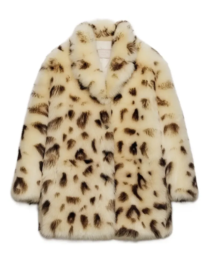 Prada Shearling-Mantel mit Leoparden-Print - Nude Nude
