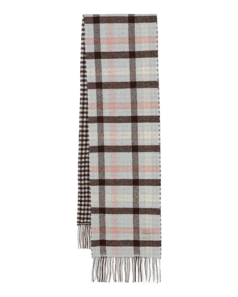 Marc O'Polo check-pattern fringed scarf - Blau Blau