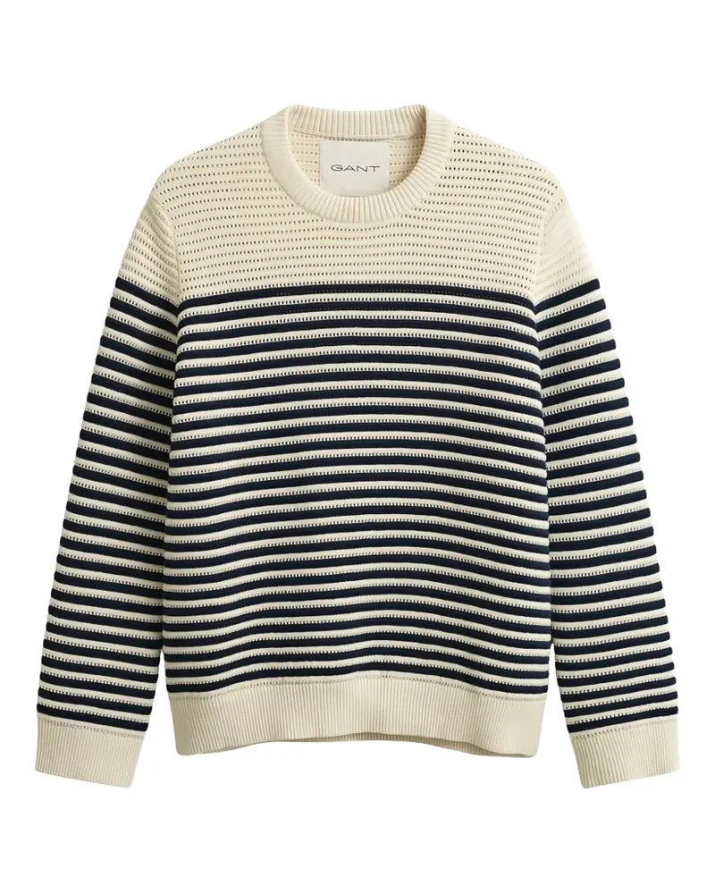 Gant striped textured-knit sweater - Nude Nude