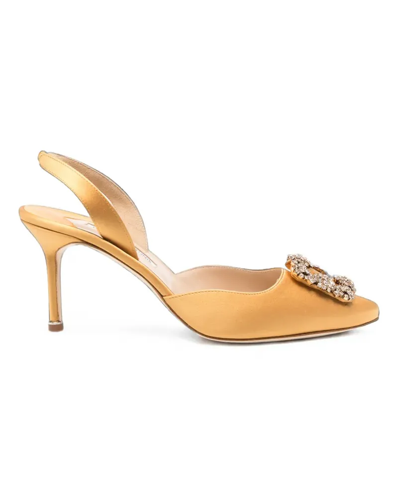 Manolo Blahnik Hangisli Slingback-Pumps mit Kristallschnalle - Gelb Gelb
