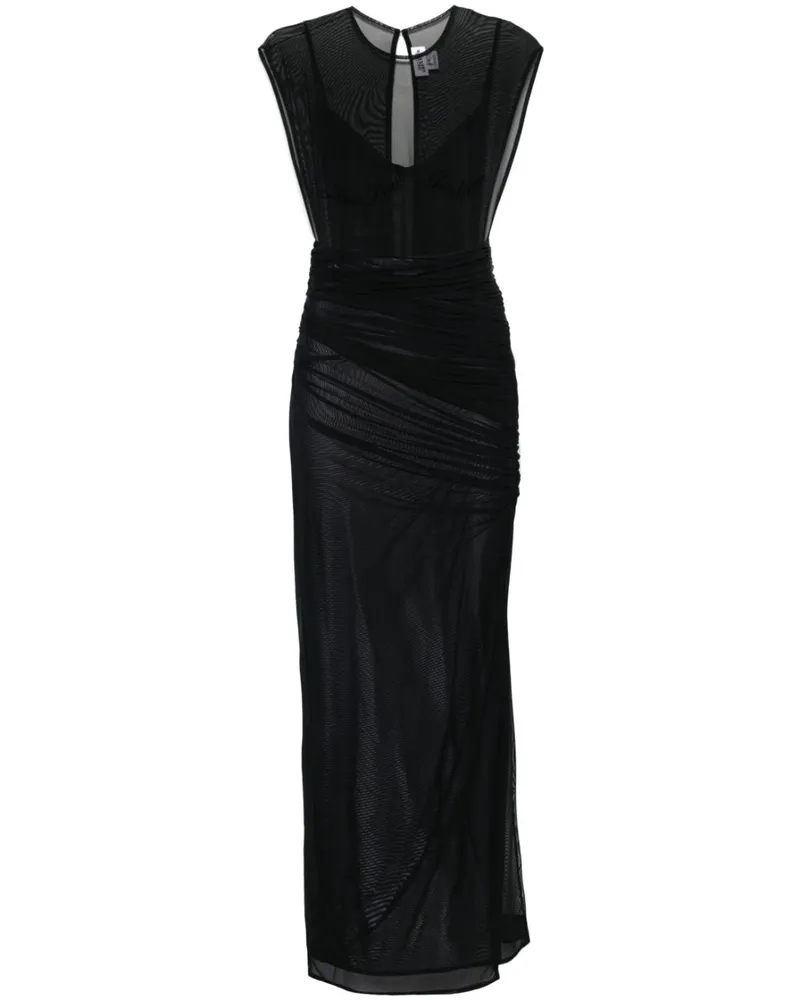 Jean Paul Gaultier Maxikleid mit beflocktem Logo - Schwarz Schwarz
