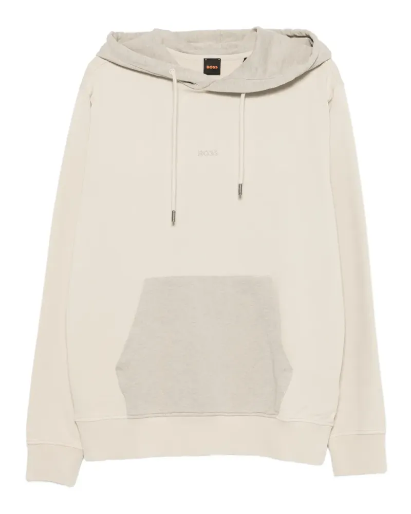 HUGO BOSS logo-embroidered drawstring hoodie - Nude Nude