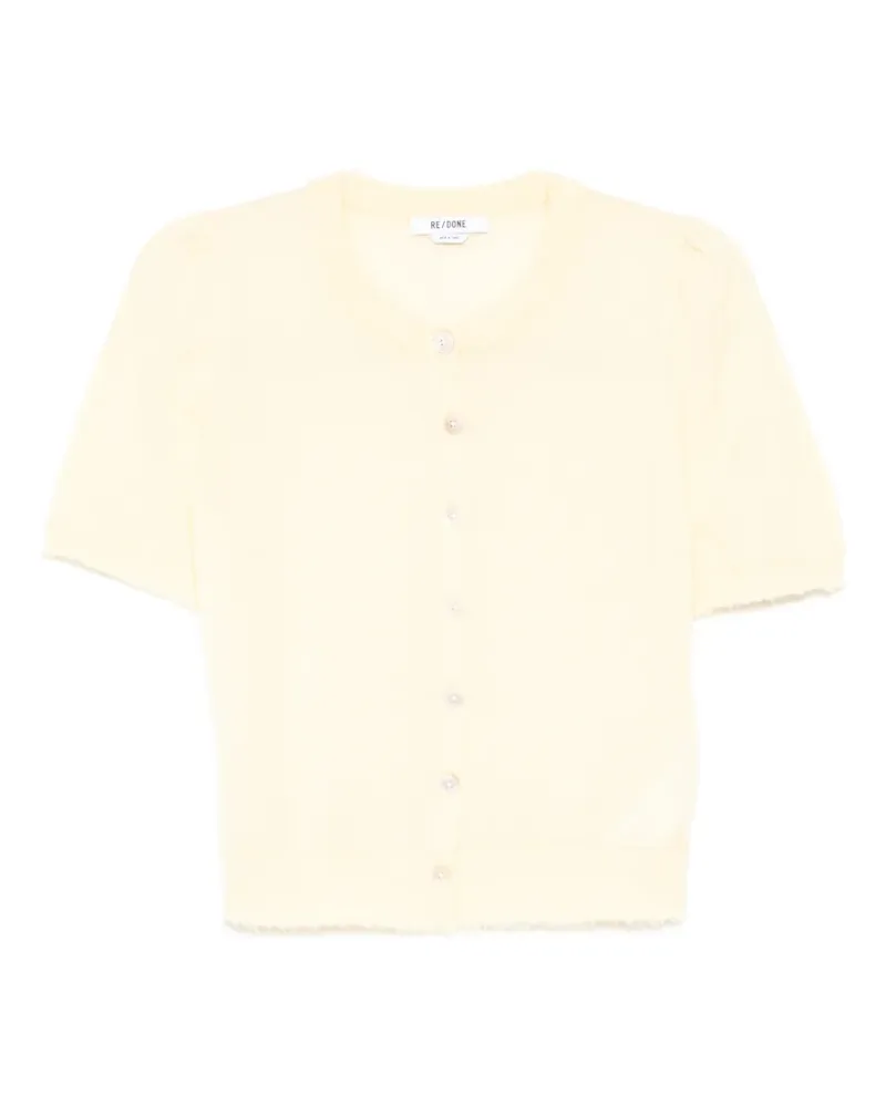 RE/DONE short-sleeve frayed-edge cardigan - Gelb Gelb