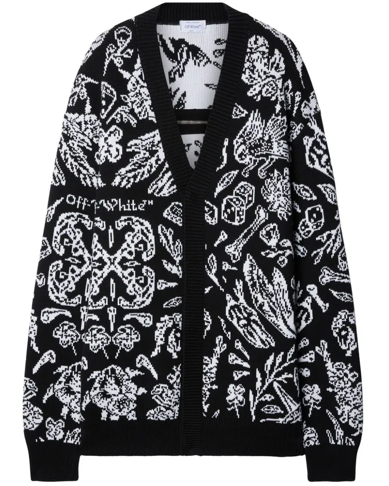 OFF-WHITE Cardigan mit Intarsienmuster - Schwarz Schwarz