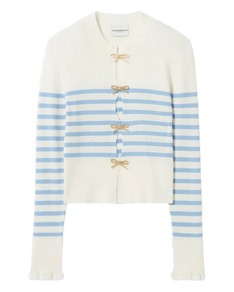 Claudie Pierlot Gestreiftes Oberteil mit Schleifendetail - Weiß Weiß