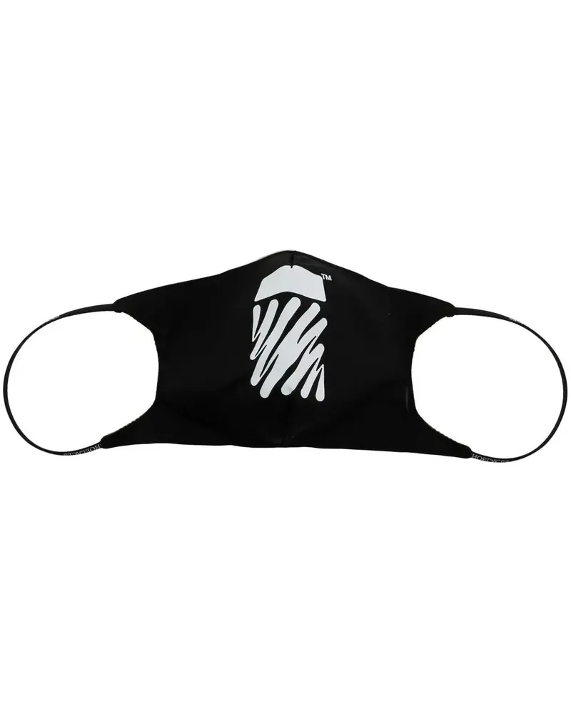 OFF-WHITE Mundschutzmaske mit diagonalen Streifen - Schwarz Schwarz
