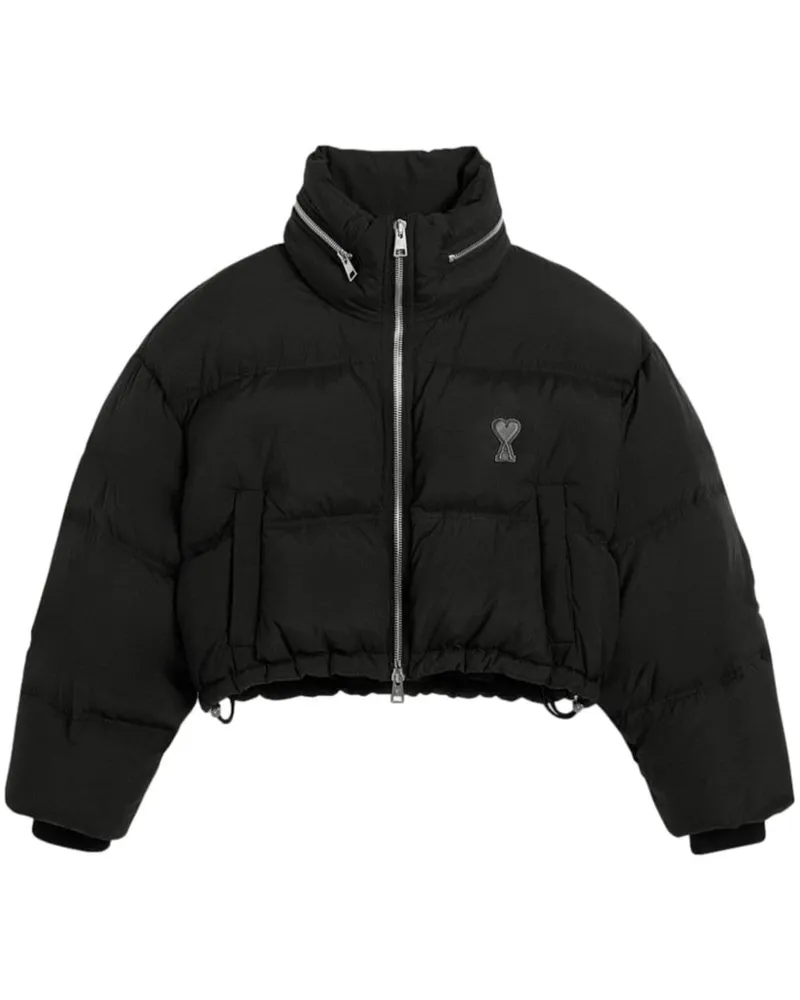 AMI Paris Gefütterte Jacke mit Logo-Print - Schwarz Schwarz