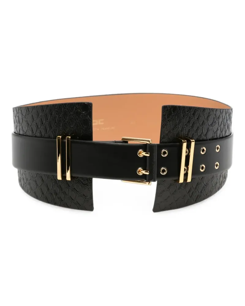 Elisabetta Franchi snake-effect buckled belt - Schwarz Schwarz