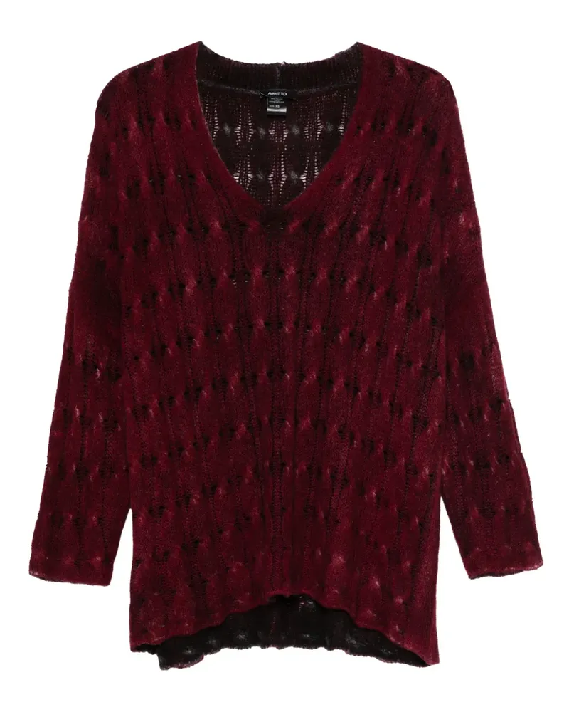 Avant Toi Pullover mit Lochstrickmuster - Rot Rot