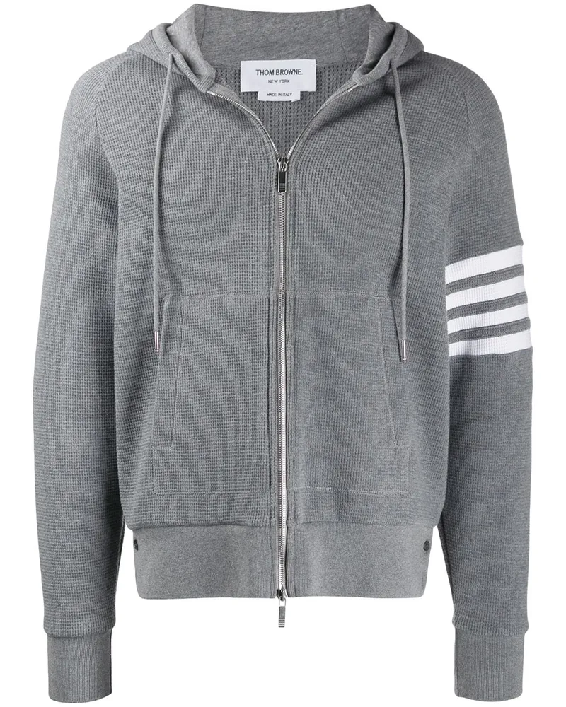 Thom Browne 4-Bar Stripe Zip-up Hoodie Grau