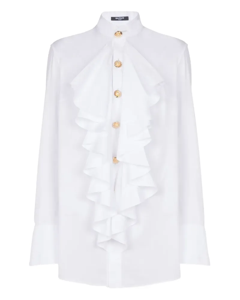 Balmain Popeline-Hemd mit Rüschen - Weiß Weiß