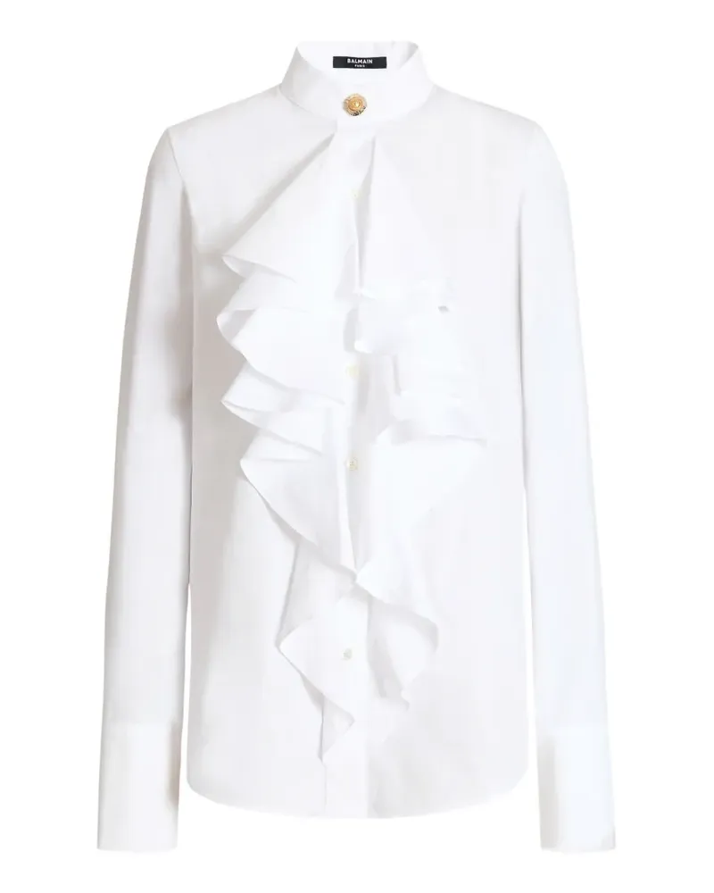 Balmain Popeline-Hemd mit Rüschen - Weiß Weiß