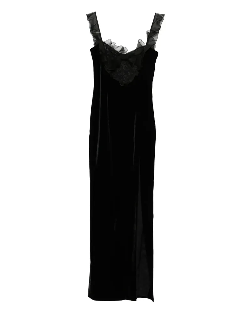 Alessandra Rich lace-detail velvet dress - Schwarz Schwarz