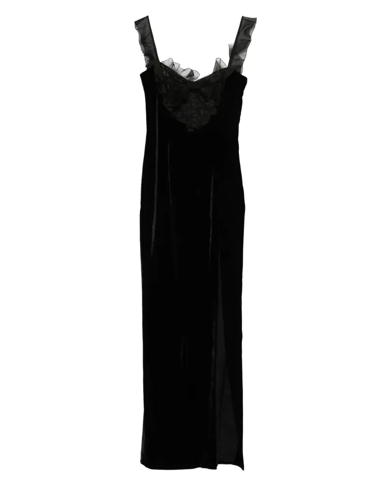 Alessandra Rich Kleid aus Samt mit Spitzendetail - Schwarz Schwarz