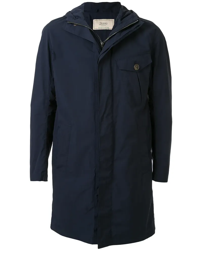 Herno Einreihiger Kapuzenmantel - Blau Blau