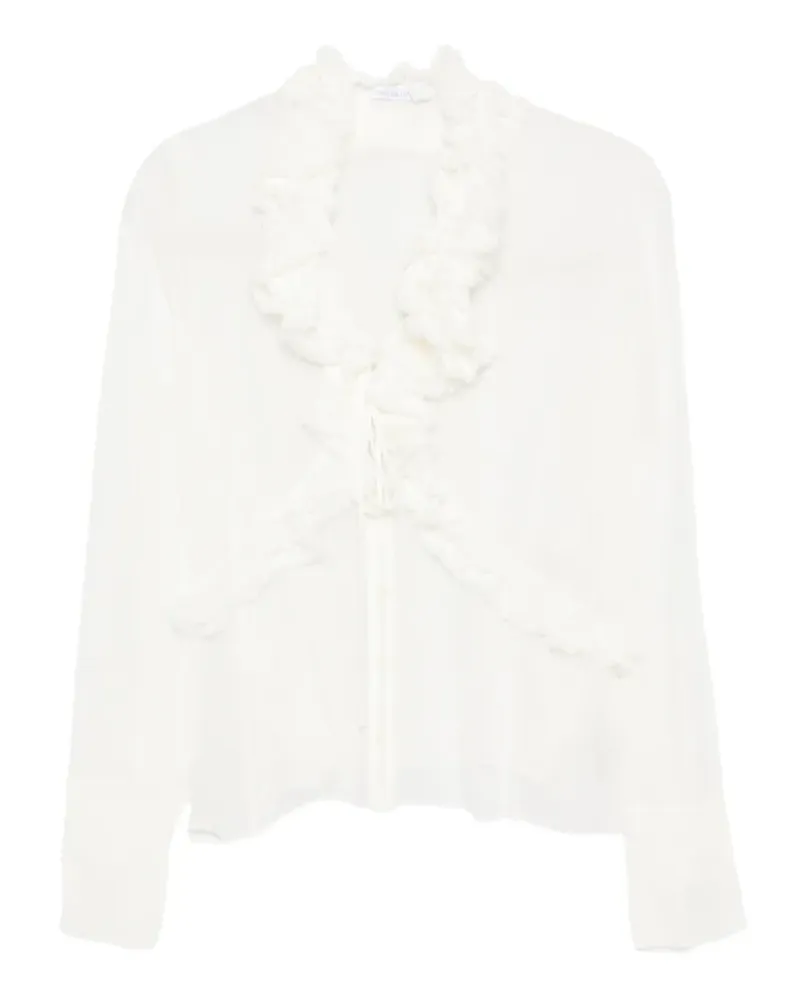 Patrizia Pepe Gerüschtes Hemd mit Sheer-Effekt - Weiß Weiß