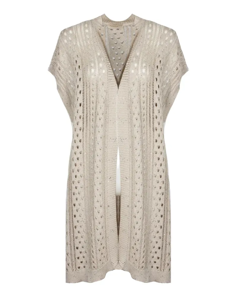 Purotatto open-work sequin-embellished cardigan - Nude Nude