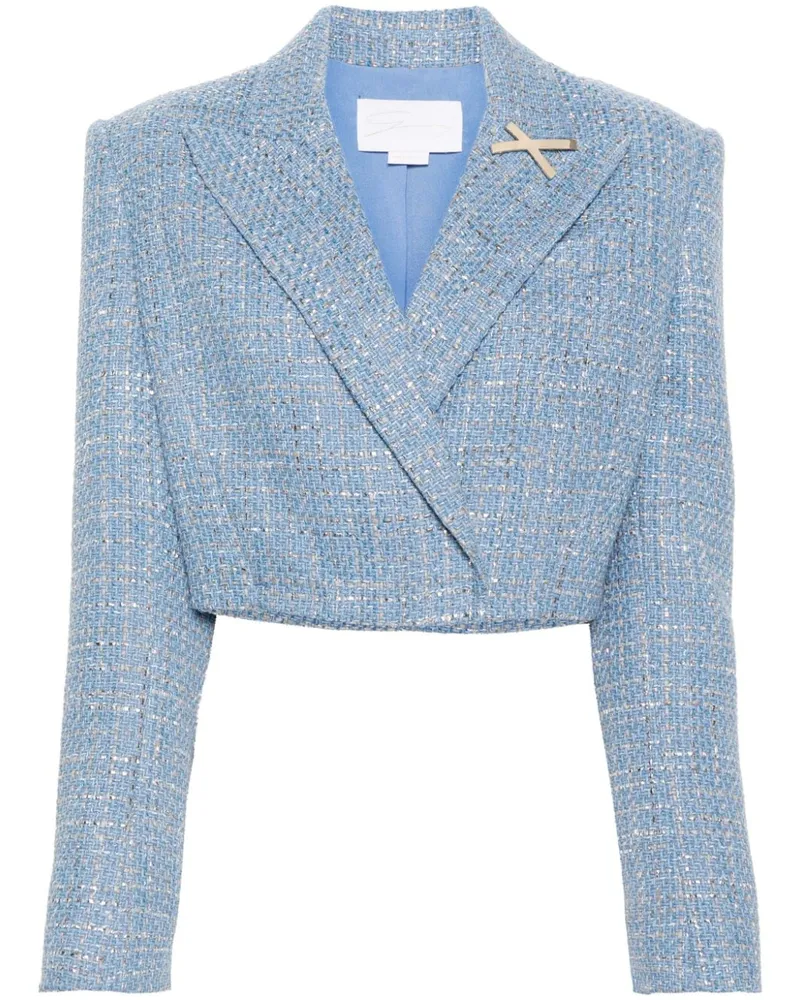 Genny Cropped-Jacke aus Tweed - Blau Blau