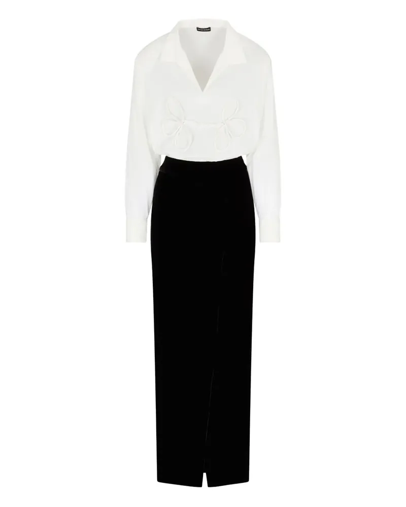 Emporio Armani Kleid aus Samt mit Schleifendetail - Uc001 WHITE Uc001