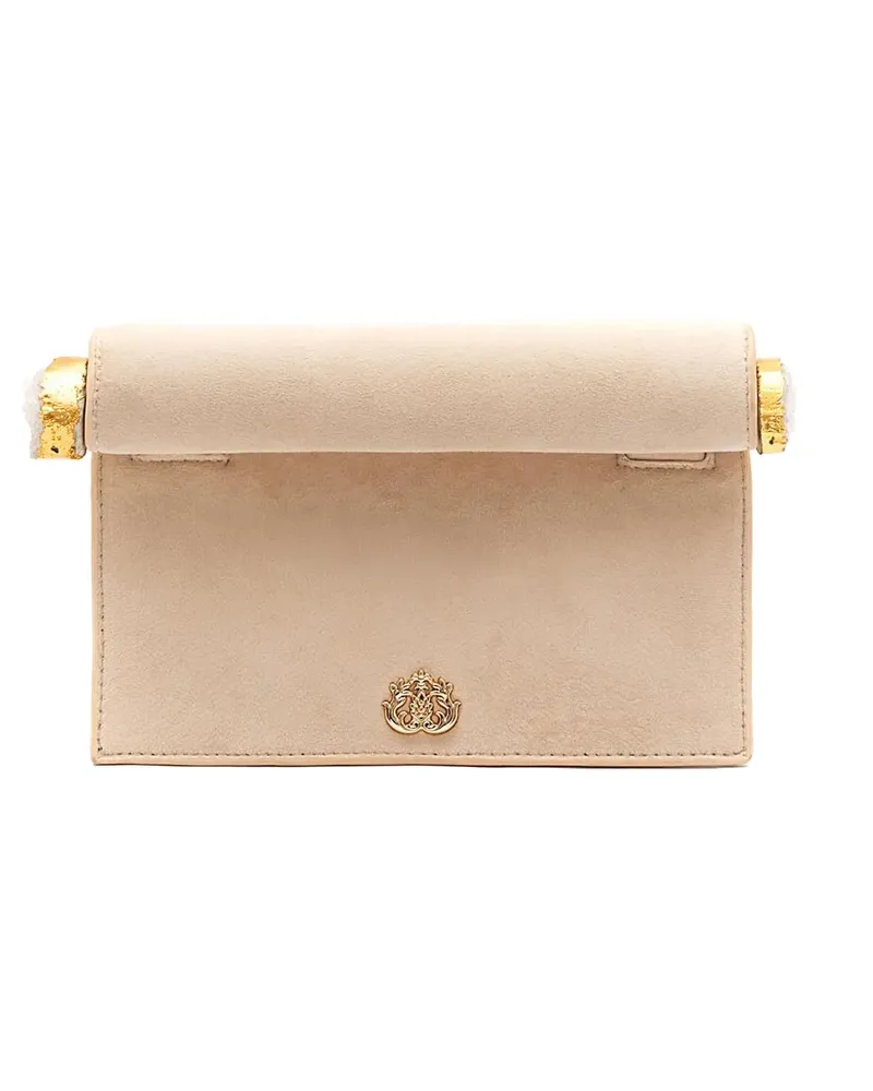 ISLA Clutch mit Logo-Schild - Nude Nude