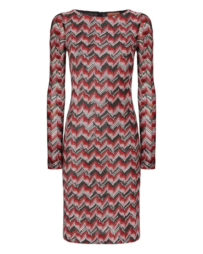 Missoni Langärmeliges Midikleid mit Zickzackmuster - Rot Rot