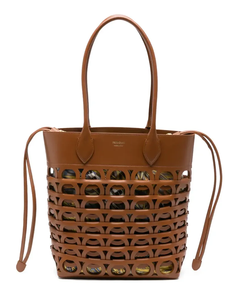 Ferragamo Gancini-cut-out shoulder bag - Braun Braun