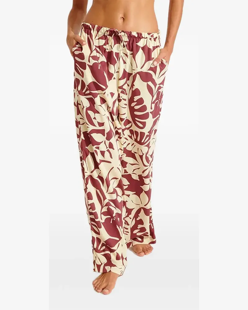 Banana Moon Okeah Sarong Hose mit Blatt-Print - Rot Rot
