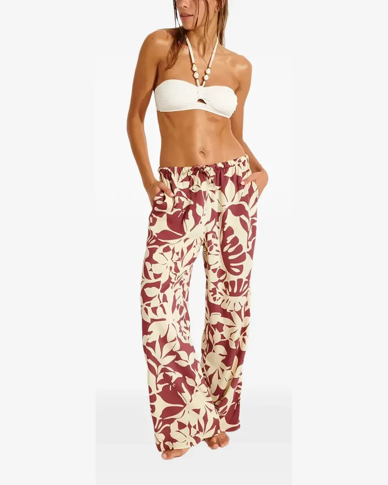 Banana Moon Okeah Sarong Hose mit Blatt-Print - Rot Rot