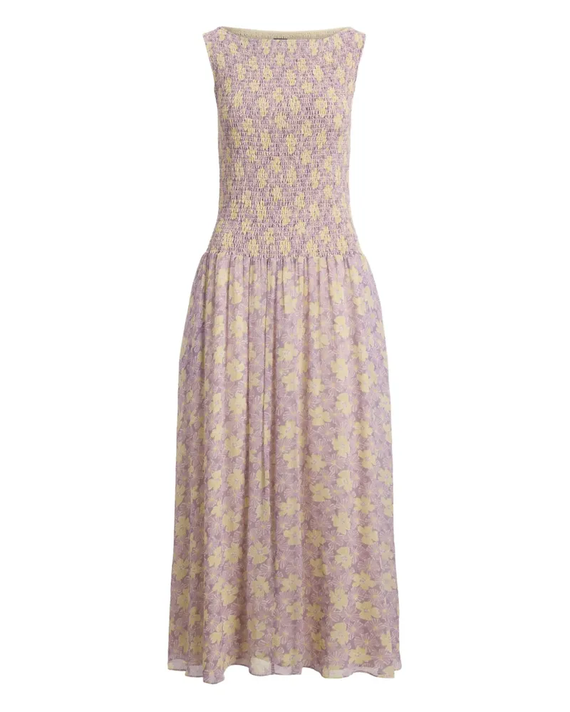 Ralph Lauren Gesmoktes Kleid mit Blumen - Violett Violett