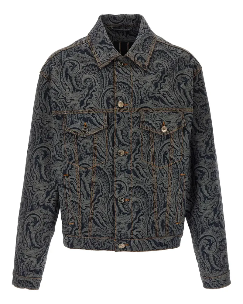 Etro Jeansjacke mit Paisleymuster - Schwarz Schwarz